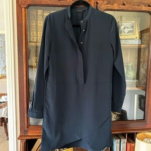 Zoa New York Navy Button-Front Mandarin Collar dress XS
